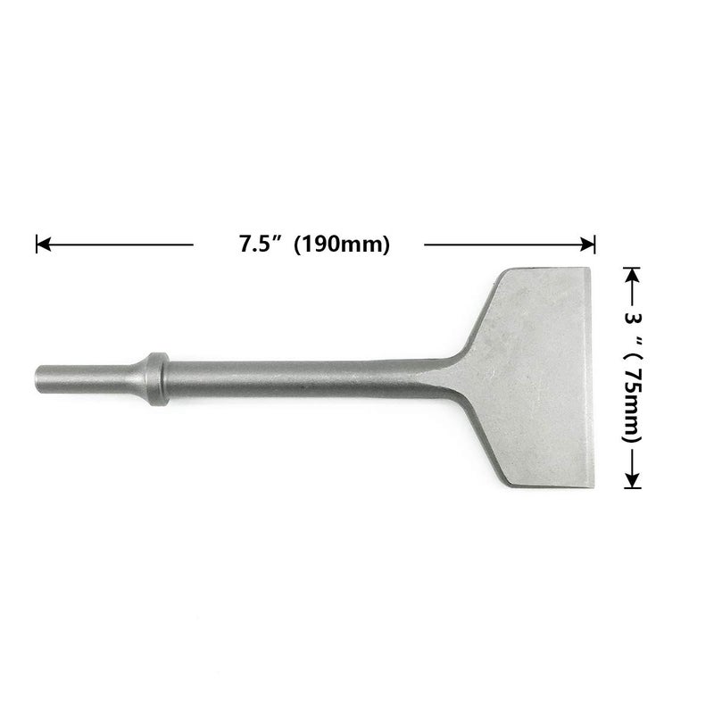 SPKLINE 3 Inch Wide Air Chisel Bit, Pneumatic Tile & Thinset Scaling Chisel - 0.401 Inch Shank, Wall & Floor Tile Remover, Floor Scraper, Works with Air Hammer - Image 2